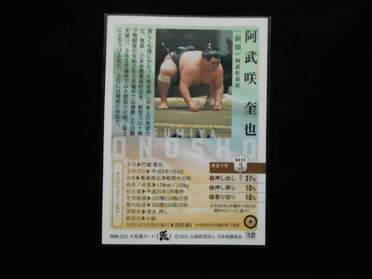 BBM　2021　大相撲カード匠　阿武咲_画像2