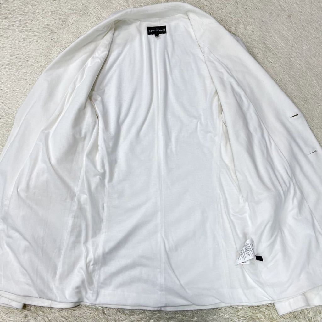 エンポリオアルマーニ【爽やかな一着】EMPORIO ARMANI テーラードジャケット サマージャケット ストレッチ ホワイト 白 M 