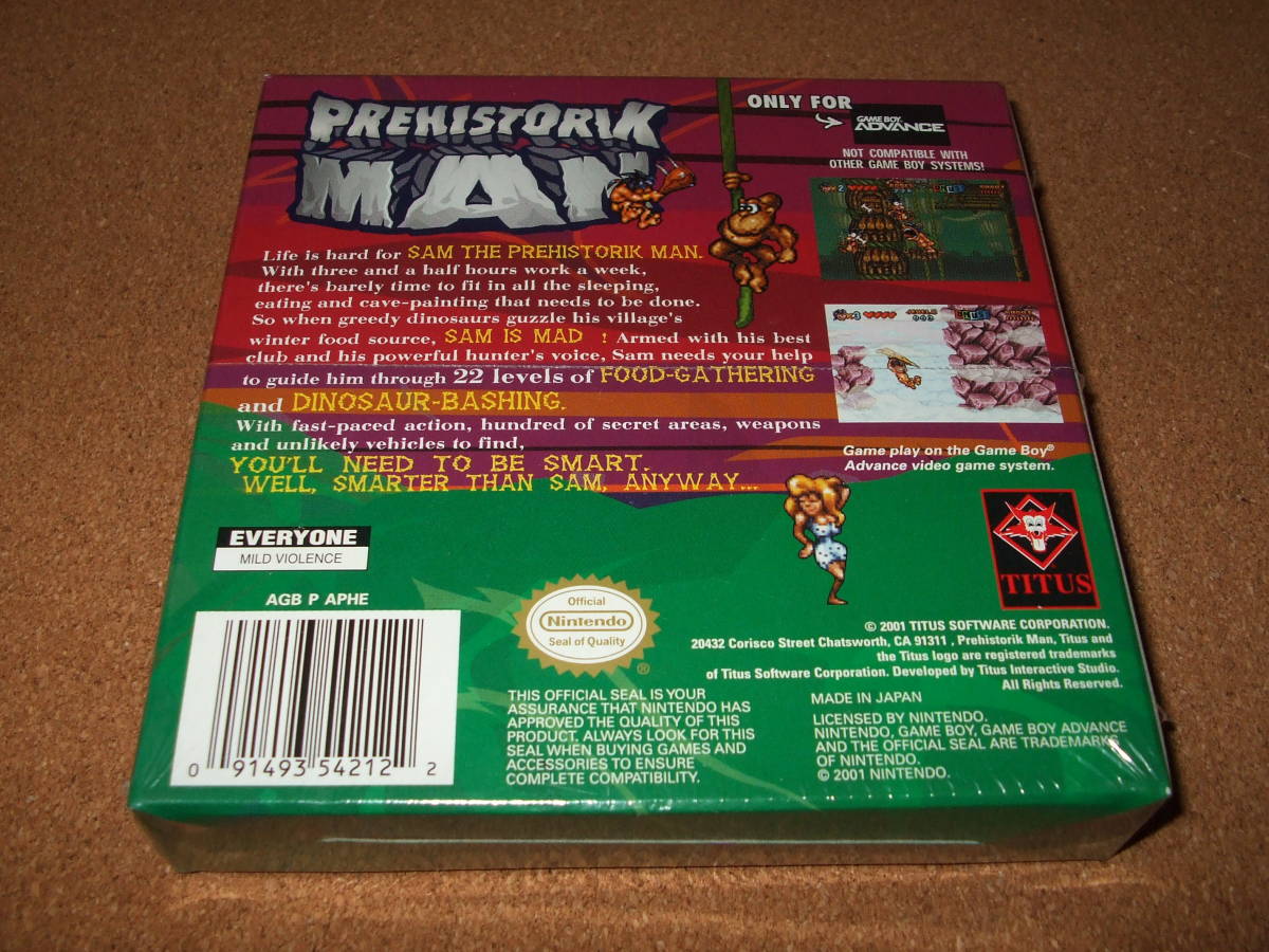 新品 （北米版）ゲームボーイアドバンス レアソフト PREHISTORIK MAN（プレヒストリックマン）※海外版Pマン GBA