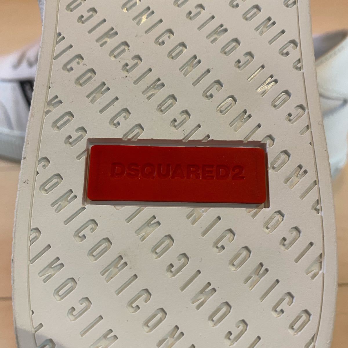 新品 Dsquared2 レザー スニーカー ICON デザイン ホワイト×ブラック