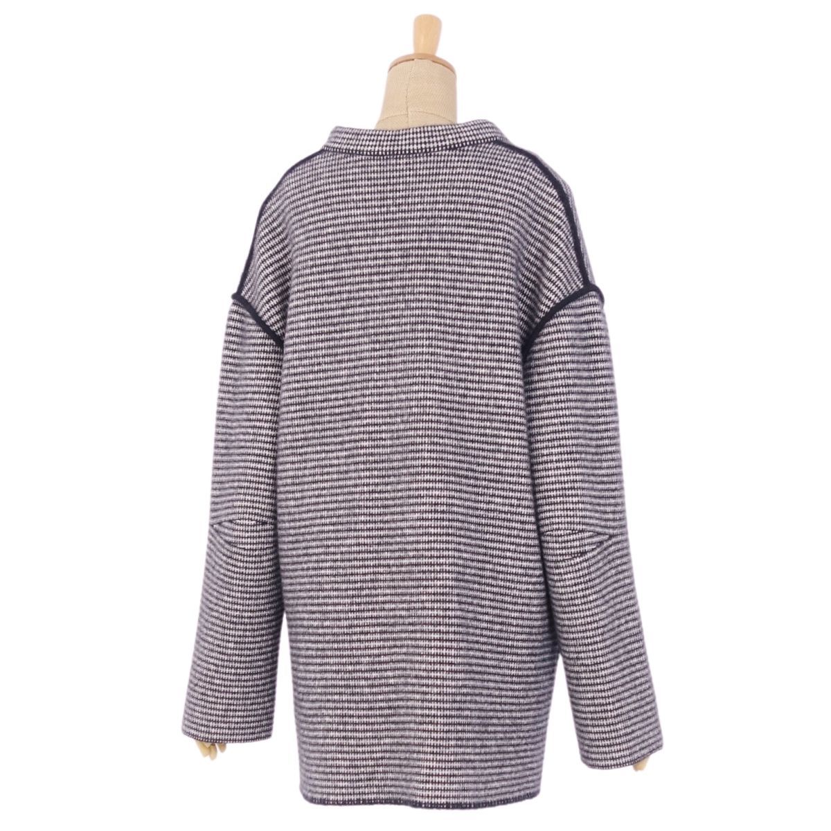 極美品 エルメス HERMES シルク Hロゴ コート カシミヤ ニット