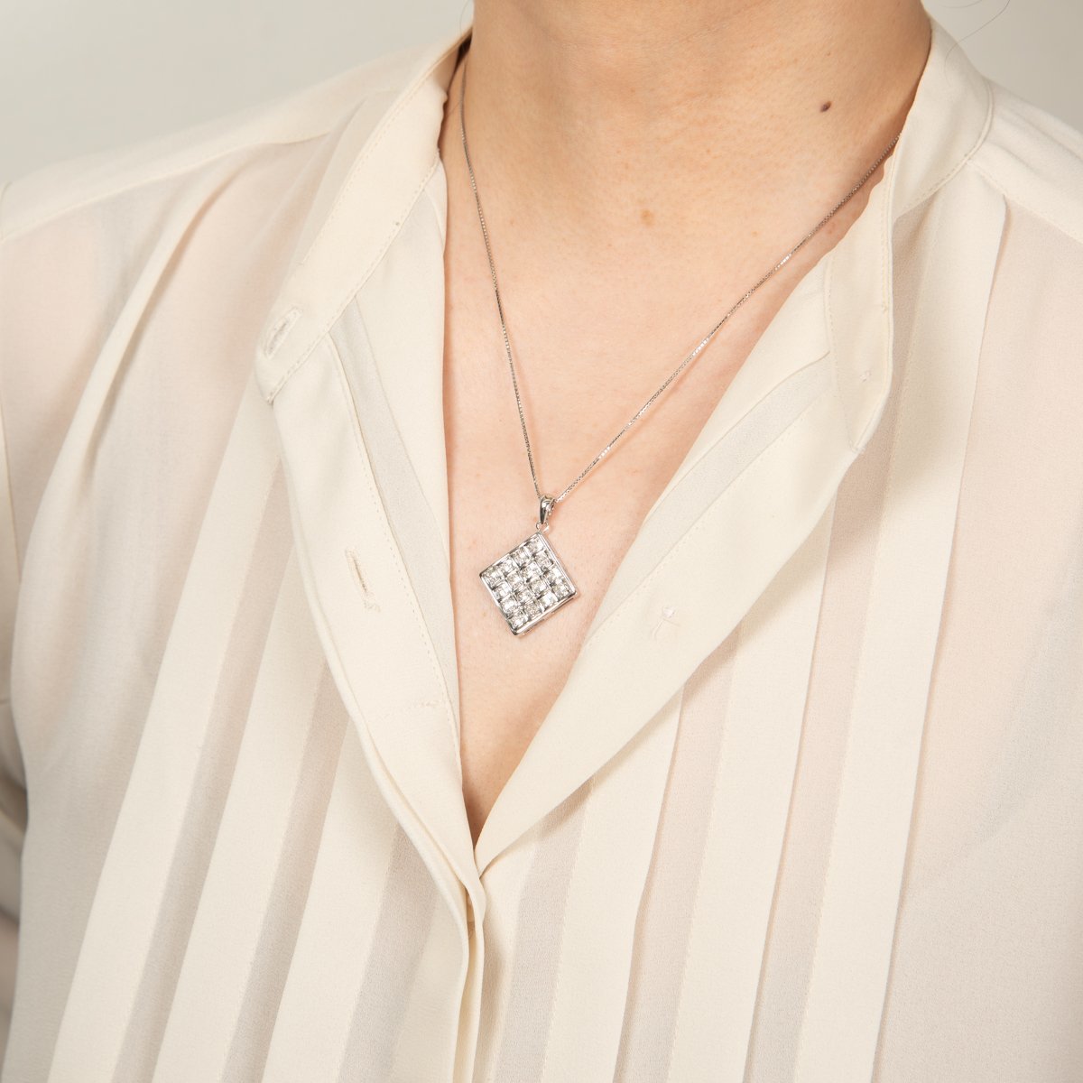 ダイヤモンド ホワイトゴールドペンダントネックレス D: 1.00ct K18WG