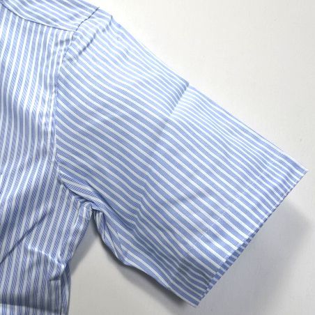 新品 ダーバン D'URBAN 夏 形態安定 ボタンダウン 半袖 ドレスシャツ 37 S 水 白 ストライプ 34番色 メンズ 紳士用 ビジネス スーツに_画像5