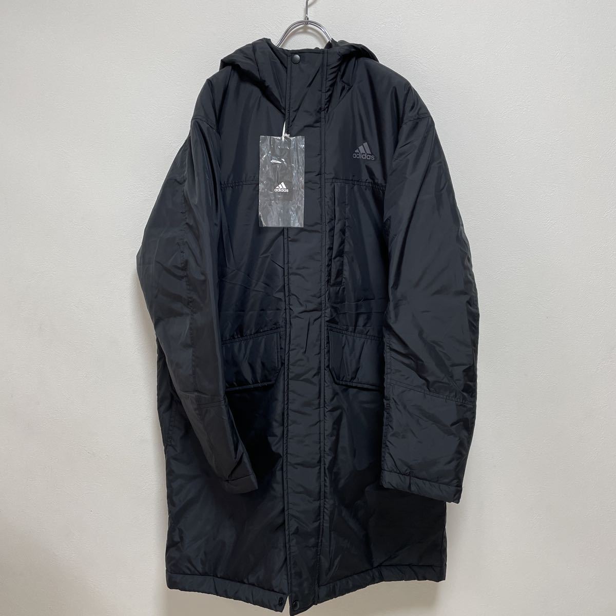  new goods adidas Adidas outdoor long coat bench coat LIGHT INSULATION COAT black men's size 2XO unused tag attaching 