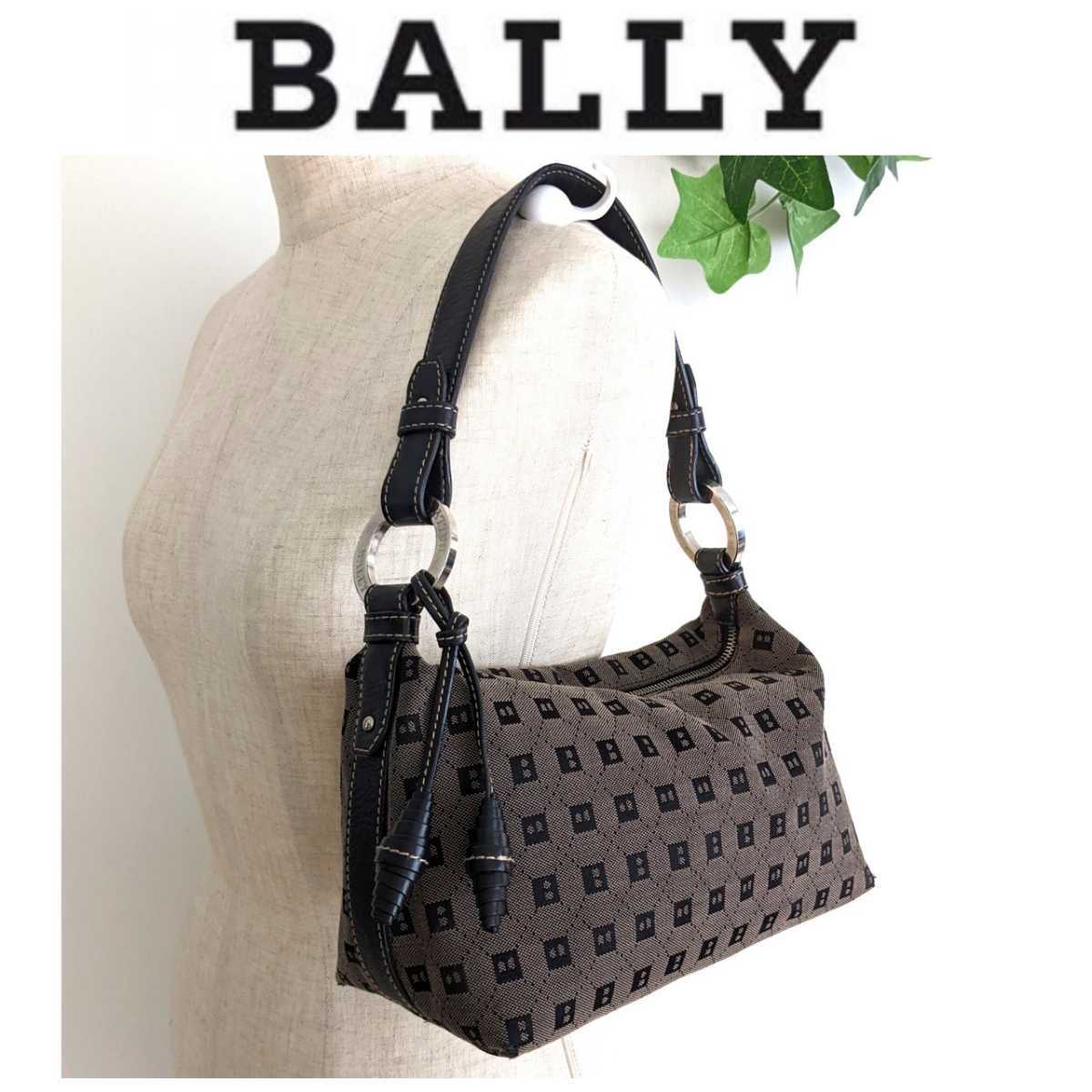 美品 BALLY バリー レザー キャンバス ミニバッグ ポーチ ショルダー