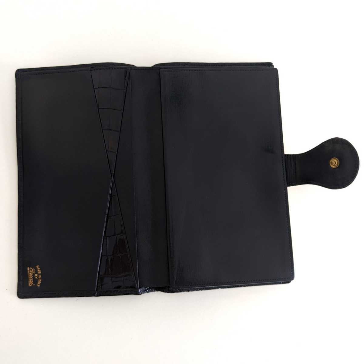 美品 GUCCI オールドグッチ クロコ エナメル レザー がま口 長 美品 GUCCI オールドグッチ クロコ エナメル レザー がま口 長