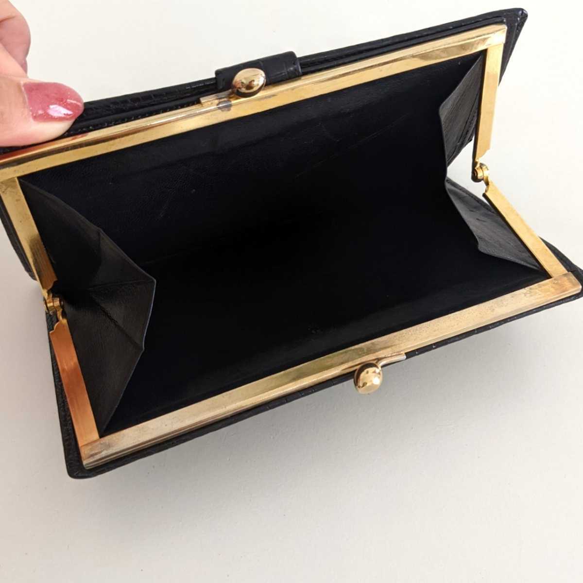 美品 GUCCI オールドグッチ クロコ エナメル レザー がま口 長 美品 GUCCI オールドグッチ クロコ エナメル レザー がま口 長