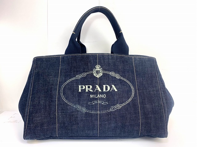本日削除PRADAプラダ カナパM デニム トートバッグ 【楽天最安値に挑戦】 銀座正規取扱店 PRADA M ブラックデニムカナパ トートバッグ