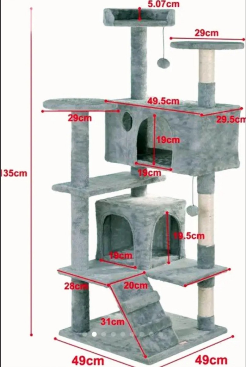 キャットタワー  天然サイザル麻紐 据え置き   高さ135cm（ライトグレー）