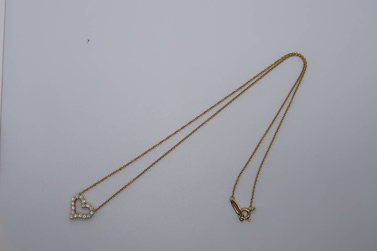 即納】 □Tiffany Co. ティファニー ハート ネックレス 750 K18YG 16P