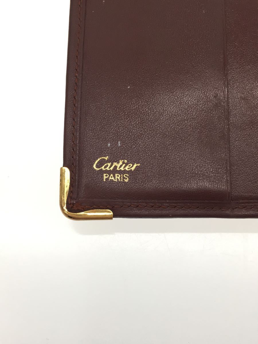 公式の Cartier マストライン 2つ折り財布 レザー Brw 無地 レディース Thaiger Mx