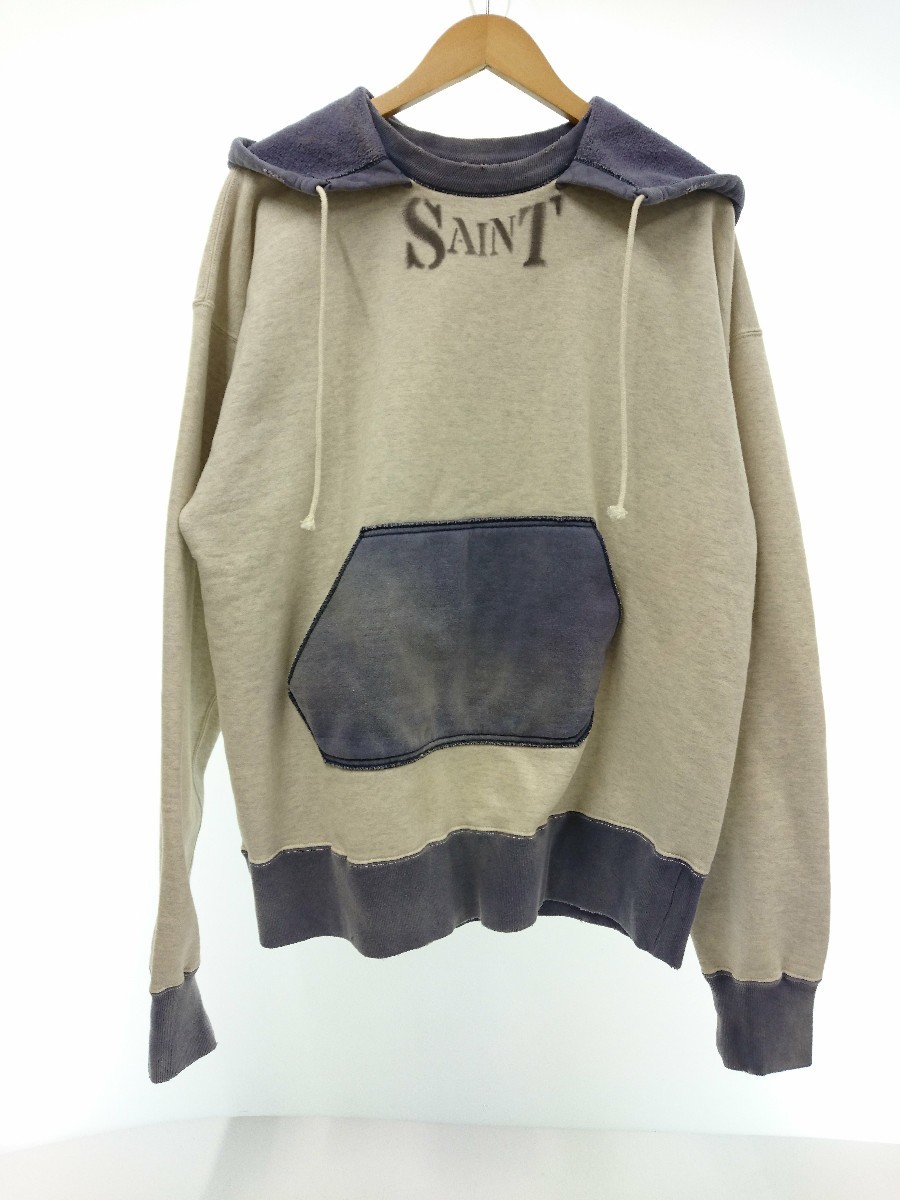 SAINT MICHAEL◇21ss HOODIE STENCILS/パーカー/XL/GRY/SM-S21-0000