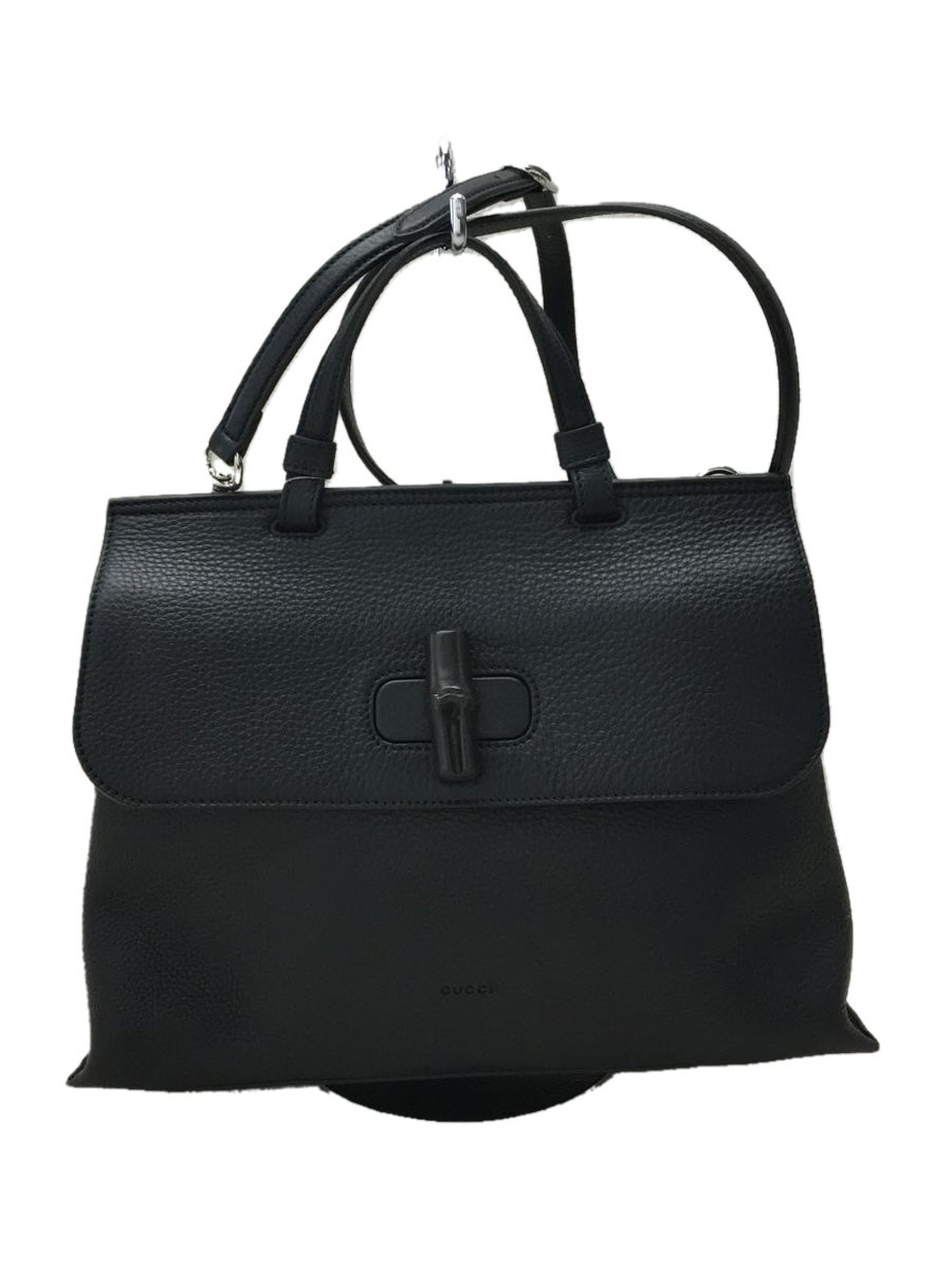 GUCCI◇392013/バンブーデイリー/ショルダーバッグ/レザー/BLK