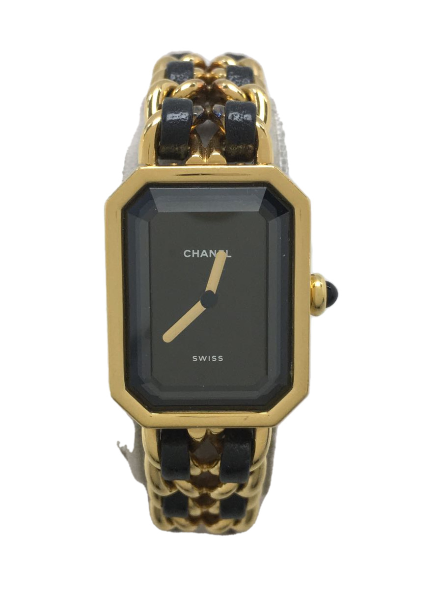 77940円 高質 77940円 期間限定の激安セール CHANEL プルミエール クォーツ腕時計 アナログ レザー BLK GLD 状態考慮