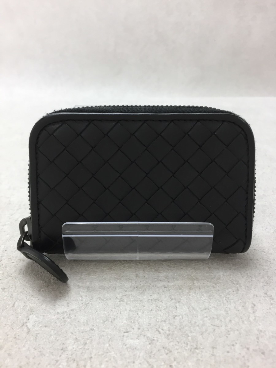 BOTTEGA VENETA◇イントレチャート/コインケース/レザー/黒/編み込み