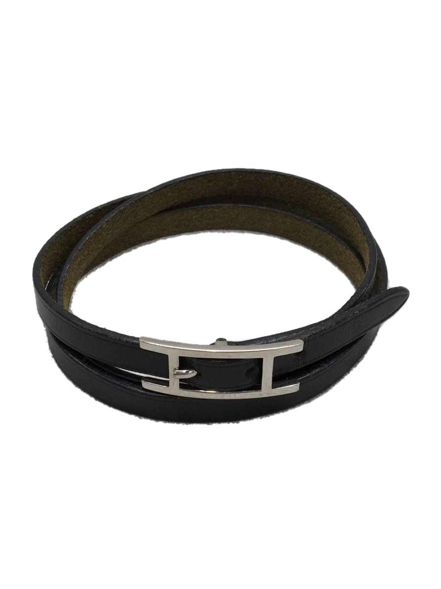 HERMES◇ブレスレット/レザー/BLK/アピ3/エルメス ccorca.org