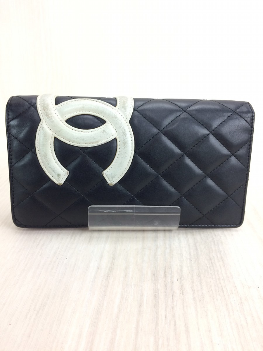 CHANEL◇ココマーク/マトラッセ/長財布/レザー/BLK/ブラック shop