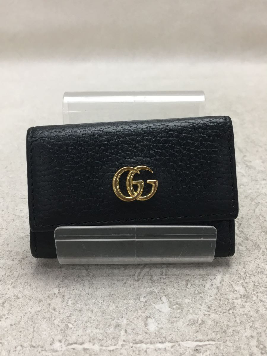GUCCI◇456118 2149/マーモント/6連キーケース/レザー/BLK/レディース