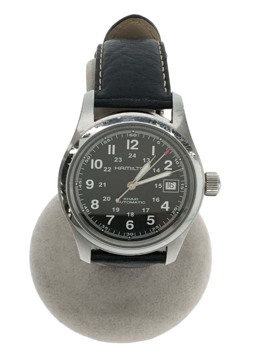 HAMILTON◇自動巻腕時計/アナログ/レザー/BLK/BLK/H704450/KHAKI FIELD