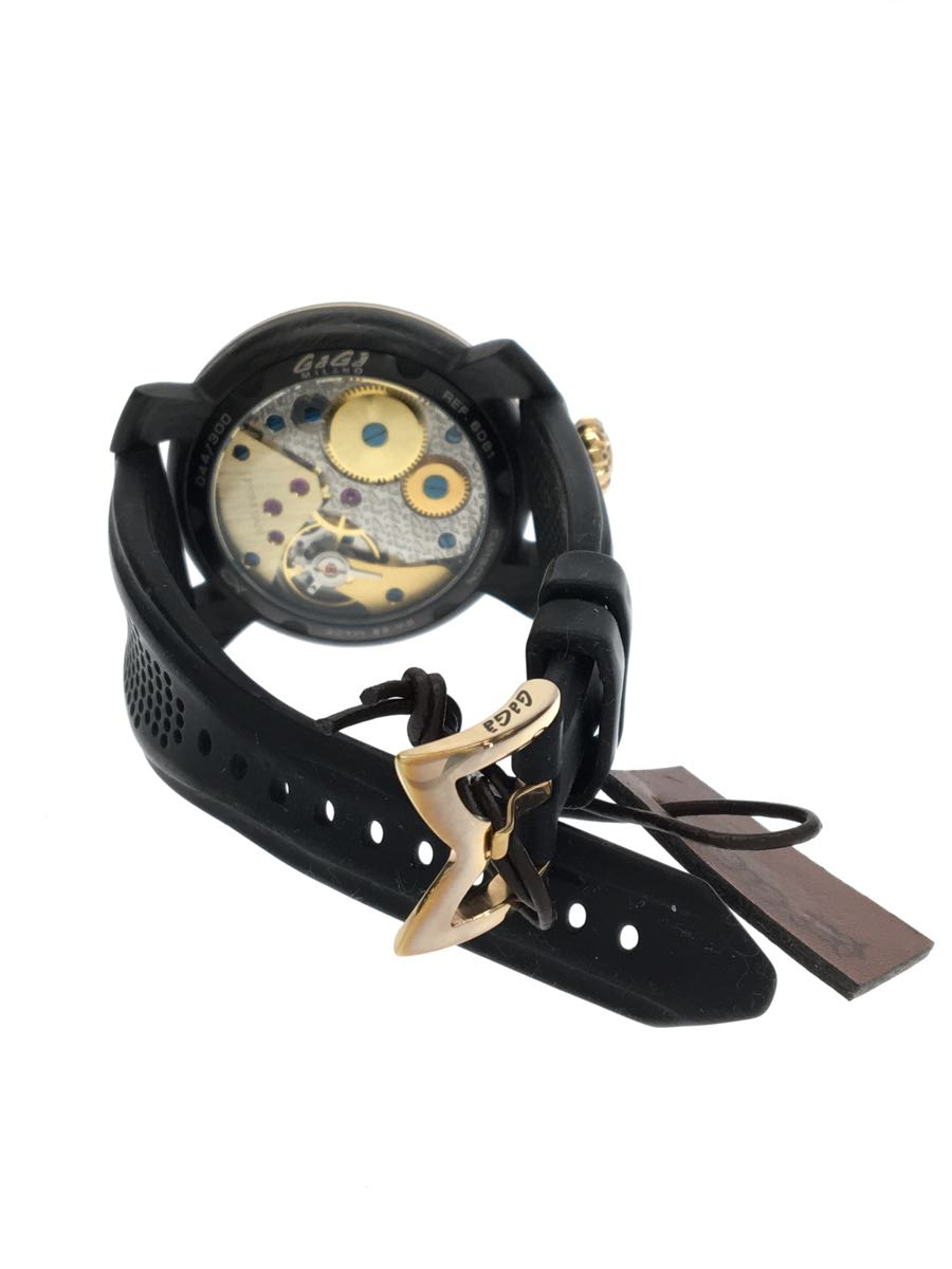 GaGa MILANO◇Manuale 48mm/手巻腕時計/アナログ/PVD/カーボン