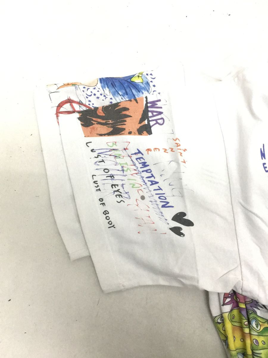 SAINT MICHAEL◇村上隆コラボヴィンテージ加工/Tシャツ/ホワイト/SM