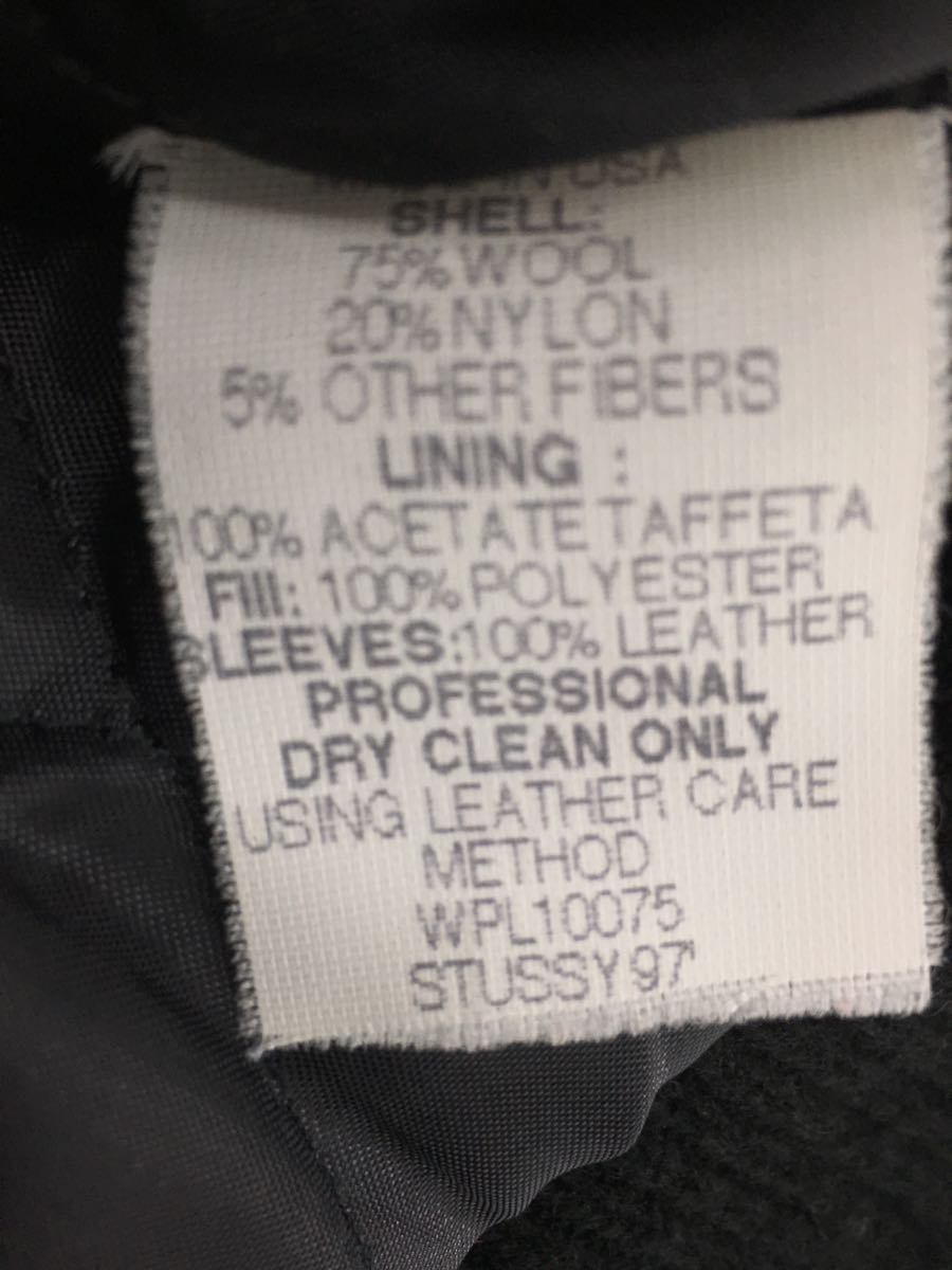 STUSSY◇スタジャン/S/ウール/BLK/BIG4/紺タグ | sweatreno.com