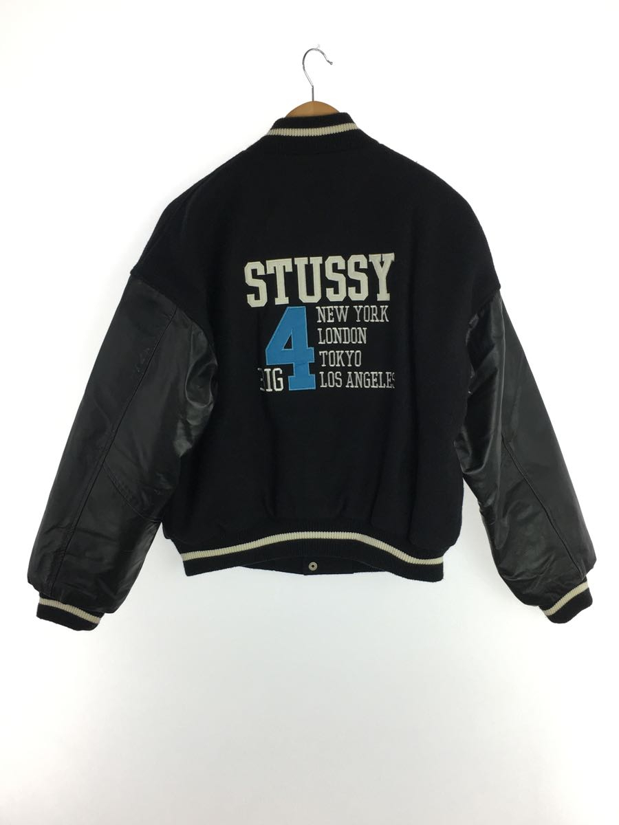 STUSSY◇スタジャン/S/ウール/BLK/BIG4/紺タグ | sweatreno.com