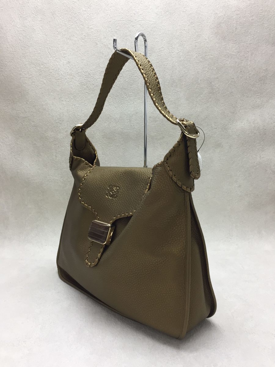 LOEWE◇グラナダ/ショルダーバッグ/レザー/GLD/無地/ロエベ