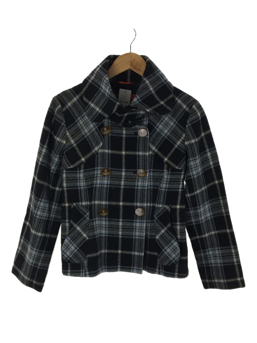 Vivienne Westwood RED LABEL◇ピーコート/2/ウール/BLK/チェック