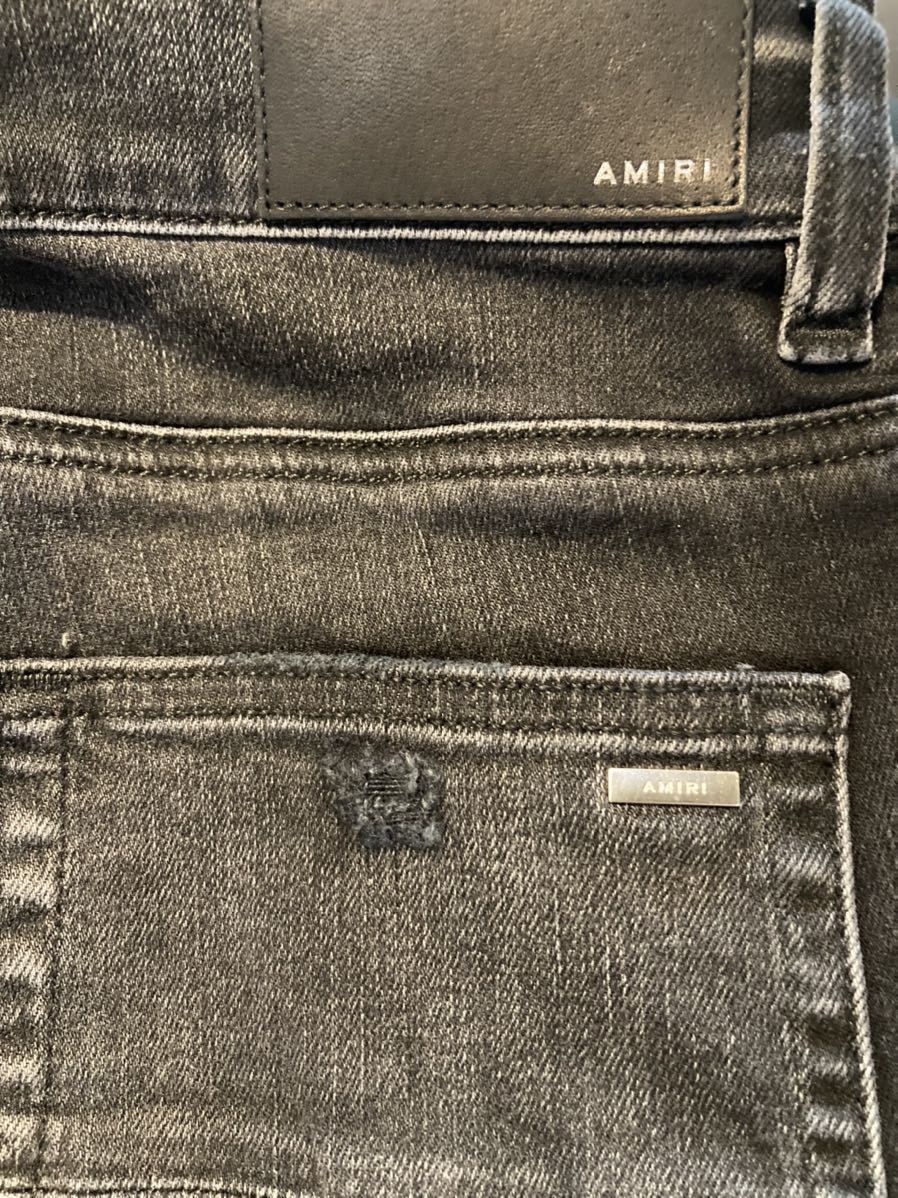 AMIRI アミリ OLD ENGLISH LOGO JEAN スキニージーンズ ブラックデニム 30インチ_画像6