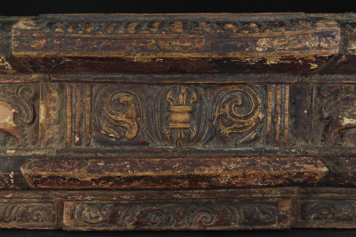 中国古玩 チベットのお経書板 14～16世紀 リマラヤ古代仏教美術品 木造経書板 高浮彫双子 金杵模様_画像2
