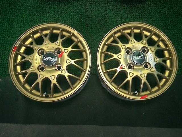 BBS アルミホイール 13インチ 4本セット ゴールド メッシュ 13×4.00B PCD100 4穴 +45 ハブ径約60mm 【L650S ミラジーノより取外し】_画像3