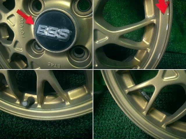 BBS アルミホイール 13インチ 4本セット ゴールド メッシュ 13×4.00B PCD100 4穴 +45 ハブ径約60mm 【L650S ミラジーノより取外し】_画像5