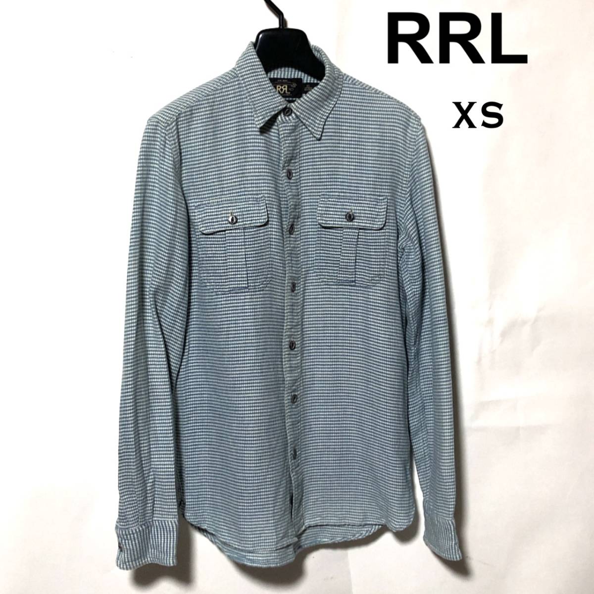 RRL ワークシャツ XS/ダブルアールエル インディゴ千鳥柄/ラルフローレン_画像1
