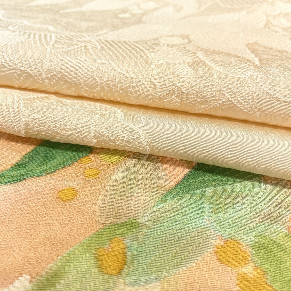 日本特注 小紋 華唐草 淡藤色 着尺 反物 正絹 丹後ちりめん 在庫保管品