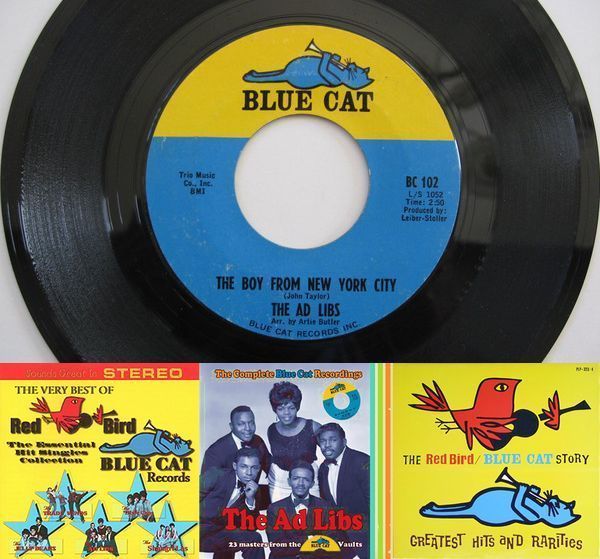 [Lサイズ]Blue Cat（ブルー・キャット） Records by Red Bird ロゴTシャツ ラッパ猫 ネコ ネイビー_画像3