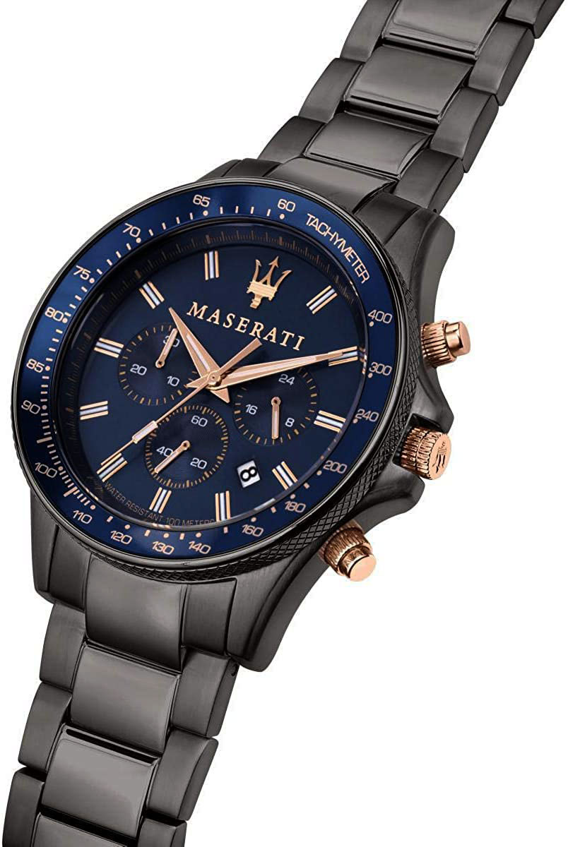 完全限定マセラティ公式時計 グレーIP加工 ダークブルー 100m防水クロノグラフ 腕時計MASERATI未使用 日本未発売R8873640001 メンズ MASERARTI その他