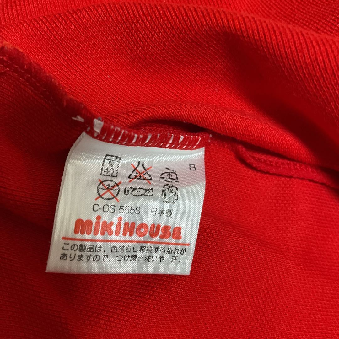 ミキハウス miki HOUSE ポロシャツ　鹿の子　ビッグベアー　ロゴ刺繍　レッド　赤 Sサイズ　日本製_画像6
