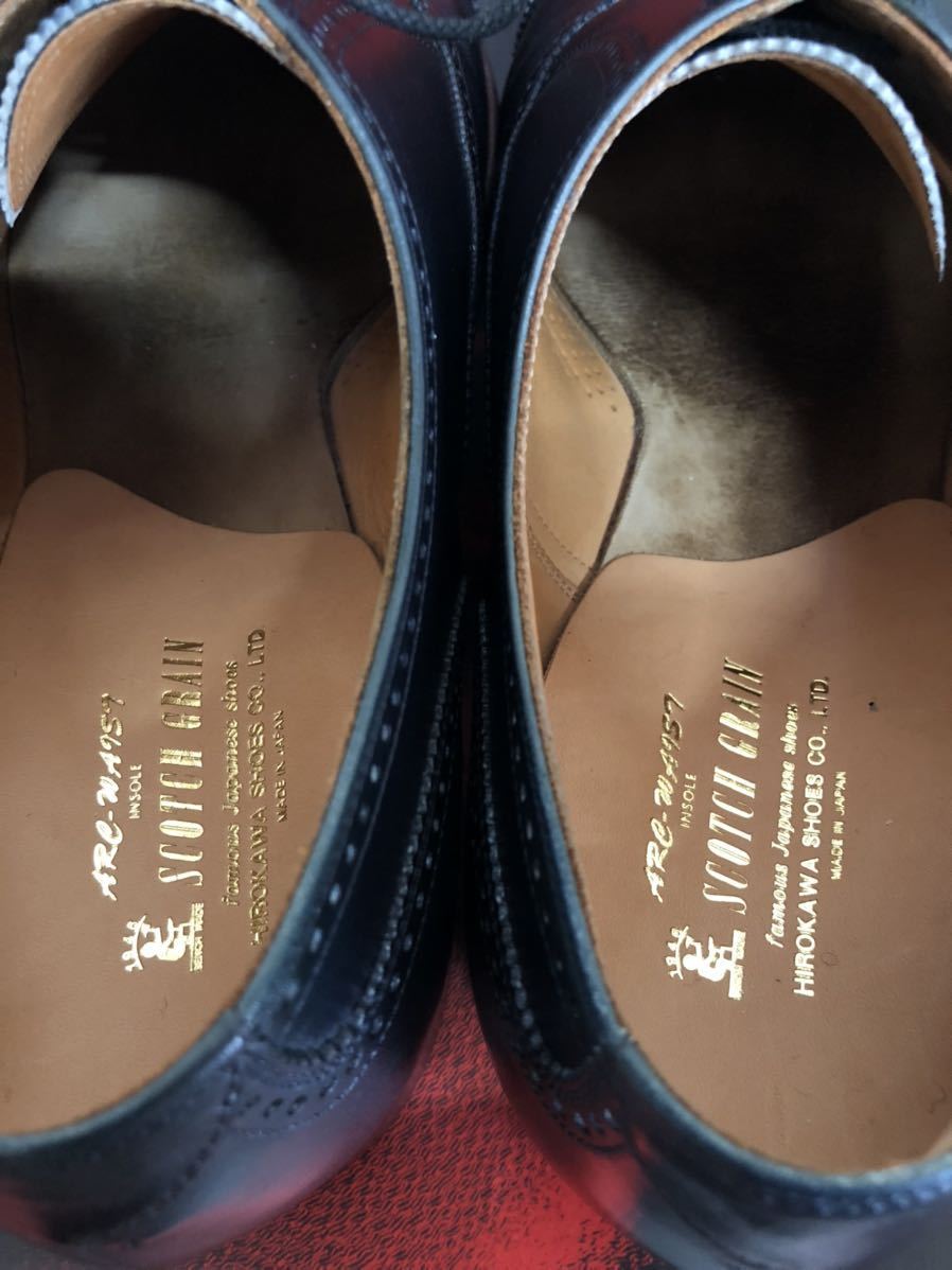 【中古品】 SCOTCH GRAIN 920 オデッサⅡ セミブローグ ネイビー 26.5cm ベガノカーフ スコッチグレイン 革靴 直営店限定モデル 靴磨き_画像9