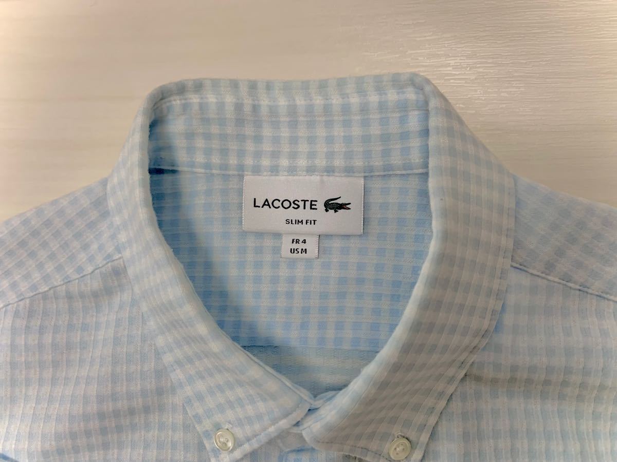 値引　LACOSTE スリムフィット チェック柄 半袖シャツ