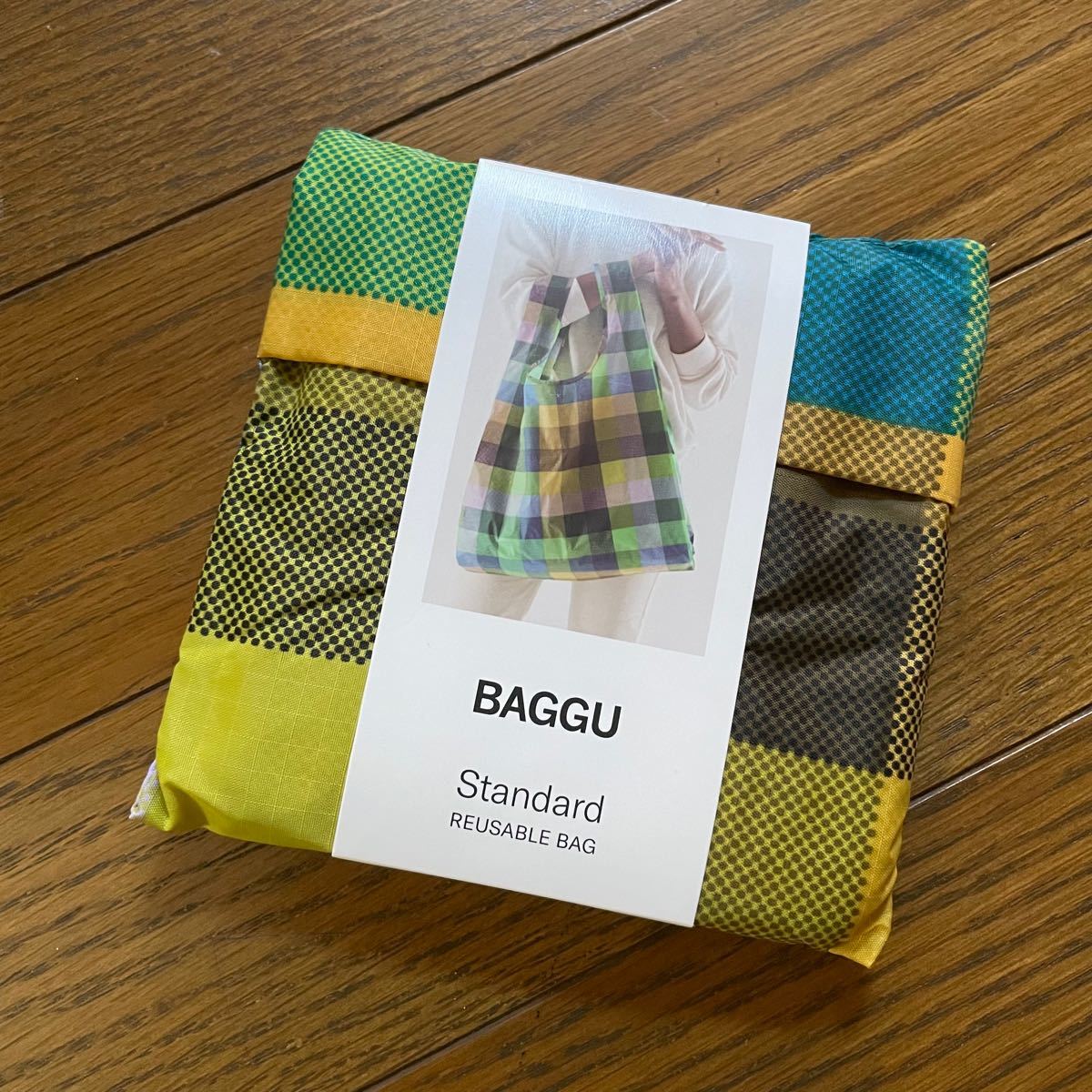 ラスト1点　BAGGU STANDARD エコバッグ バグー　スタンダード　マドラス　チェック　グリーン　ブルー　イエロー　緑黄色