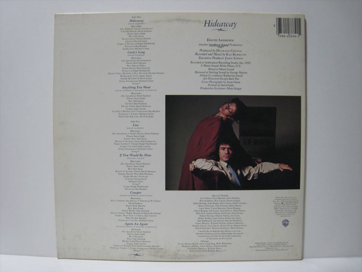 【LP】 DAVID SANBORN / HIDEAWAY US盤 デイヴィッド・サンボーン ハイダウェイ_画像3