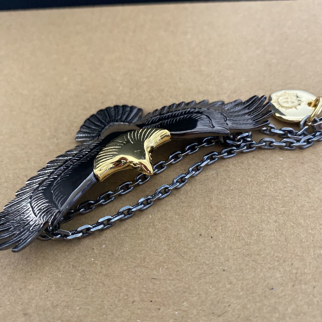 返品?交換対象商品】 シルバー925 黒 王道 特大イーグルネックレス