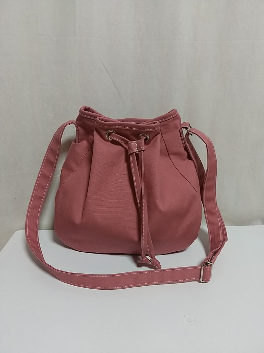 受注制作/ハンドメイド 【ドロップショルダーバッグ】 11号帆布/ローズピンク系(カラー変更可)
