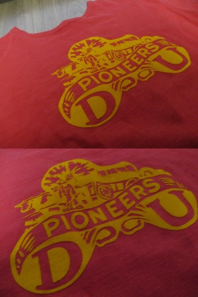 未使用 Heller’s caf ヘラーズカフェ ウエアハウス フロッキープリント PIONEERS Tシャツ サイズ38 _画像5