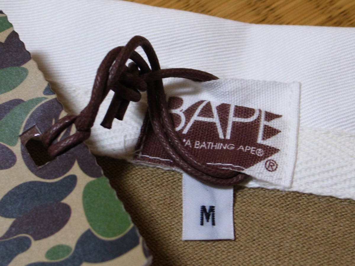 稀少・初期★A BATHING APE エイプ★2種 ボーダー切替 ラガーシャツ★前立て 猿迷彩ライン入り★M★BAPE_画像7