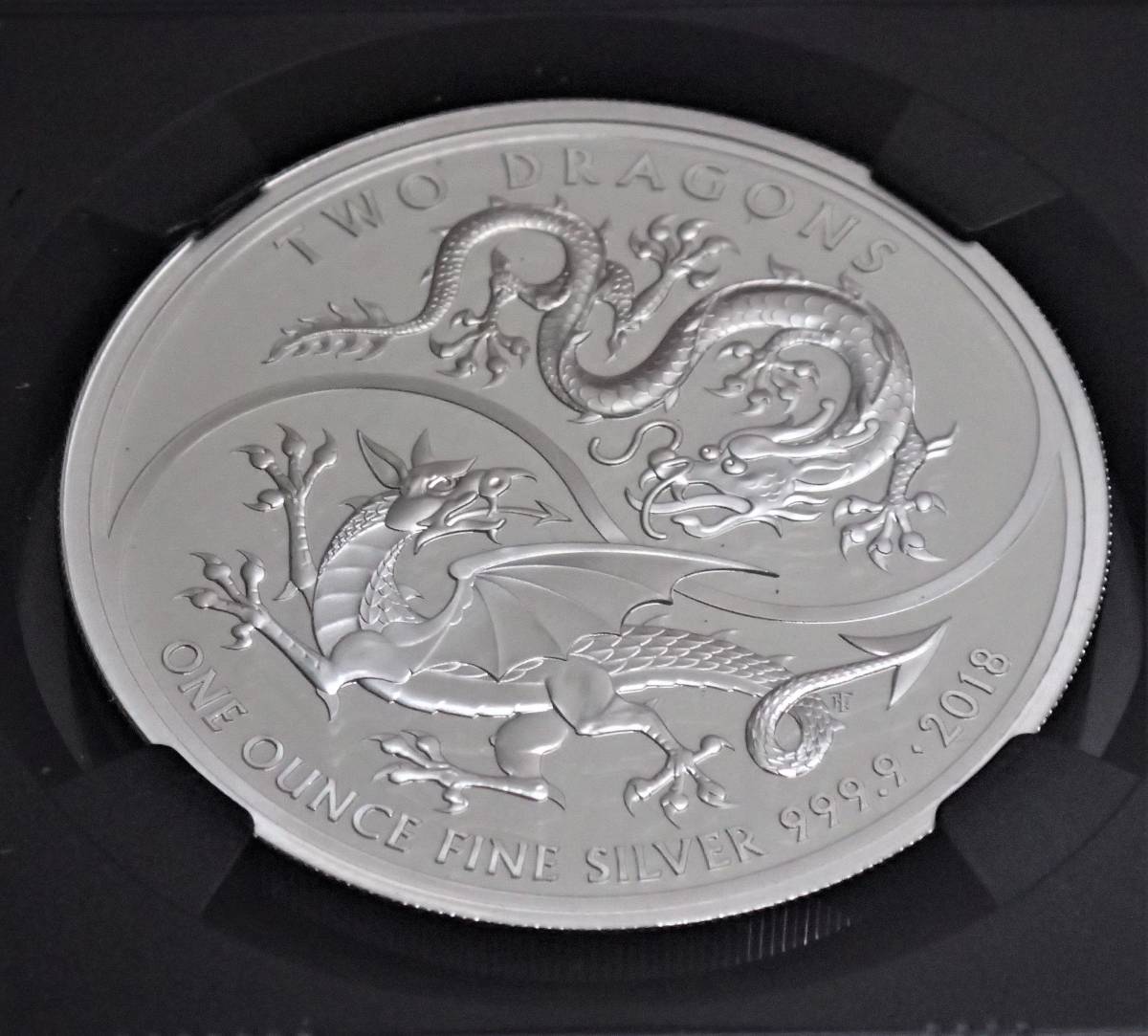 【1円～！最高鑑定品！】TWO DRAGONS 2ポンドプルーフ銀貨、NGC PF70 UC、英国 2018_画像4