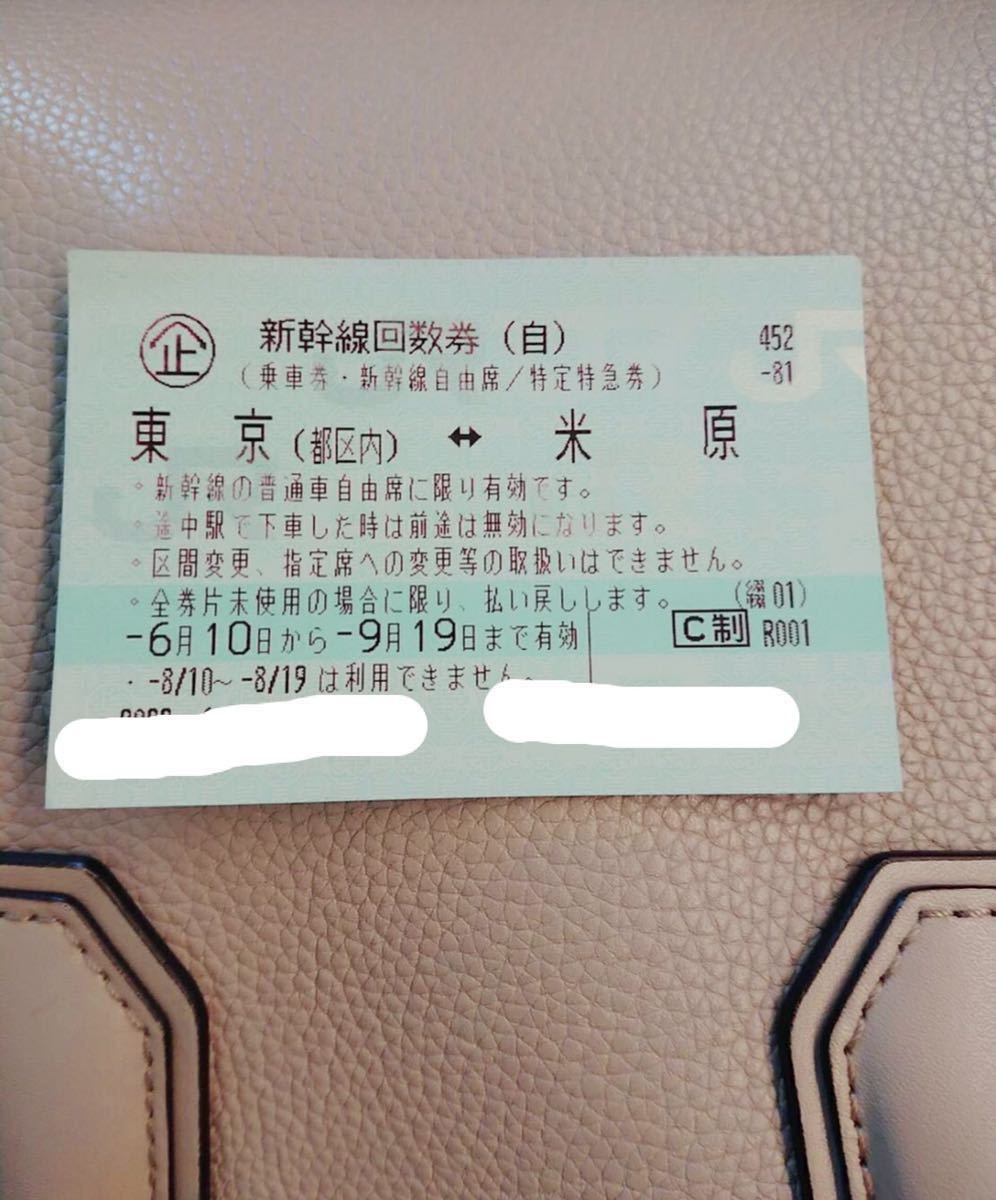 新幹線　東京 米原　名古屋 自由席　回数券 _画像1