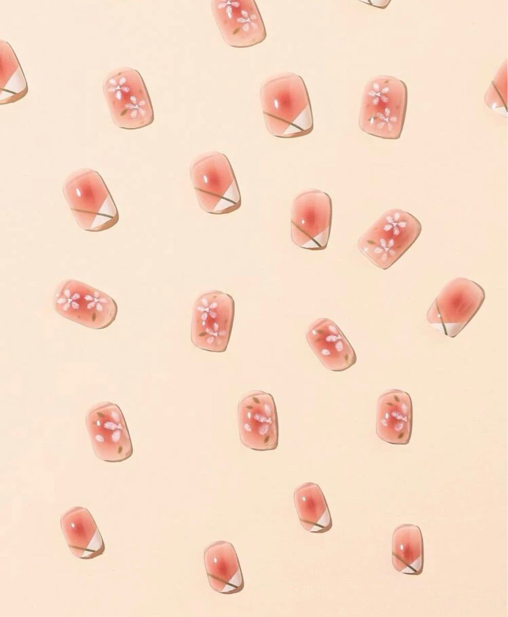 ネイルチップ ネイル つけ爪 ショート フラワー ガーリー ピンク 夢かわ 量産型 韓国 24枚