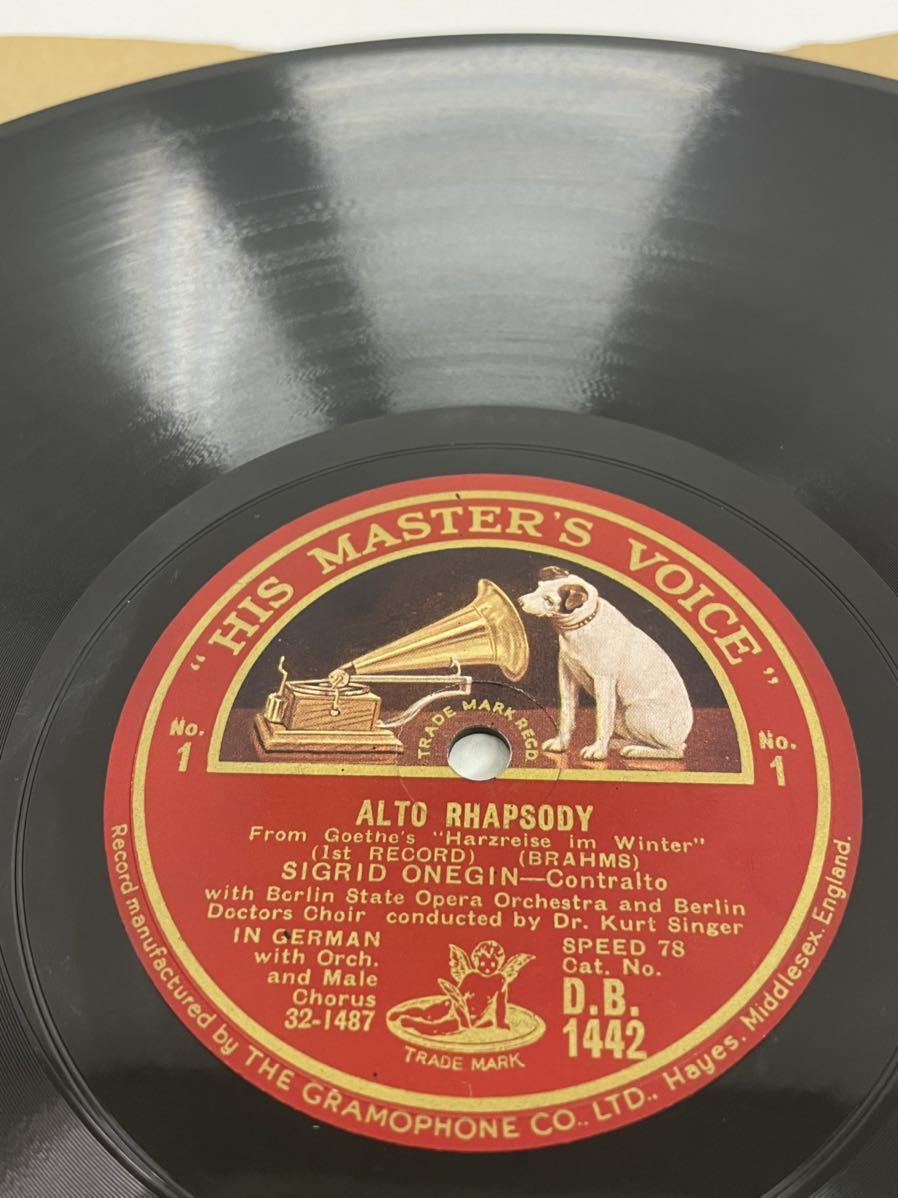 [Y-31]英【HMV:D.B.1442-3】オネギン/アルト　ラプソディ　　SP盤　2枚組　蓄音機　状態良好_画像1
